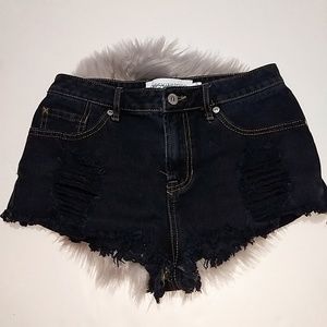 Gypsy Warrior Black Distressed Cut Off Denim Short